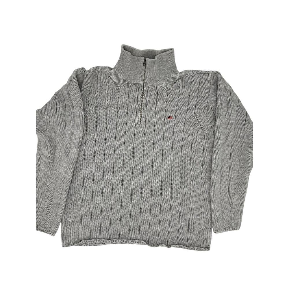 Polo Jeans Co. Ralph Lauren Men's Henley Pullover Chunky knit Seater in grey